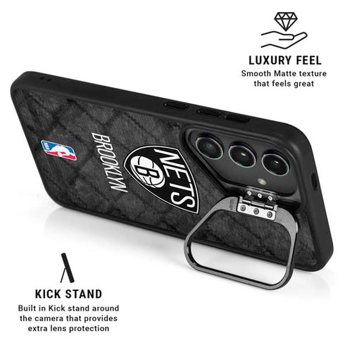NBA Brooklyn Nets Dark Rust Galaxy S24 FE Kickstand Case